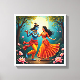 med Radha Krishna andliga målningar 🌺🎶. Canvastryck