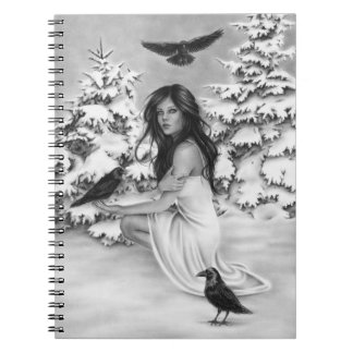 Med ravensanteckningsboken anteckningsbok med spiral