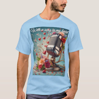 Med Sång i mitt hjärta - mikrofon i retro T Shirt