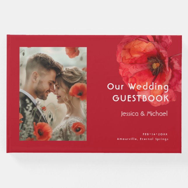 Med Scarlet Petal Elegance Gästböcker (Framsida)