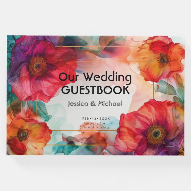 Med Scarlet Petal Elegance Gästböcker (Framsida)