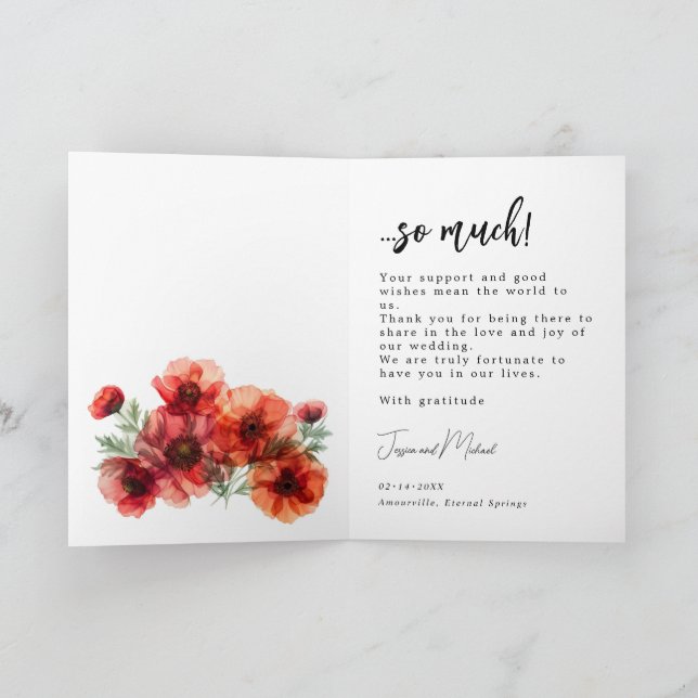 Med Scarlet Petal Sergranat Tack Kort (Inuti)