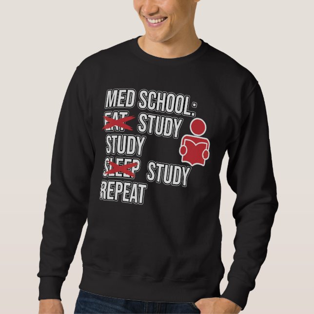 Med School Eat Study Ssov Medical Studenter Doktor Lång Ärmad Tröja (Framsida)