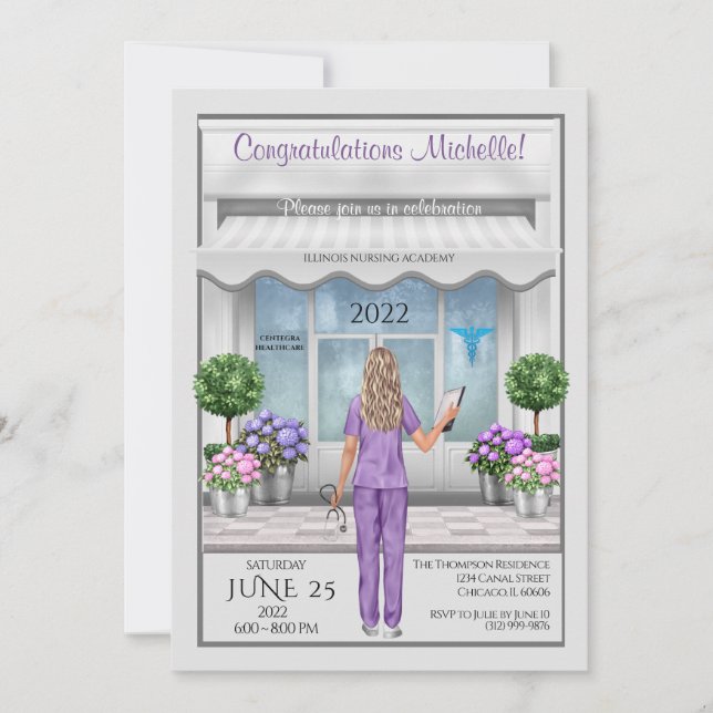 Med School Grad Nurse Grad Female-inbjudan Inbjudningar (Framsida)