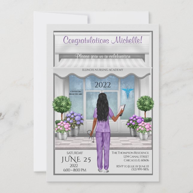 Med School Studenten Hispanic African Inbjudan (Framsida)