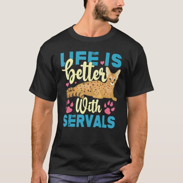 Med Servaler Servalkatt T Shirt (Framsida)