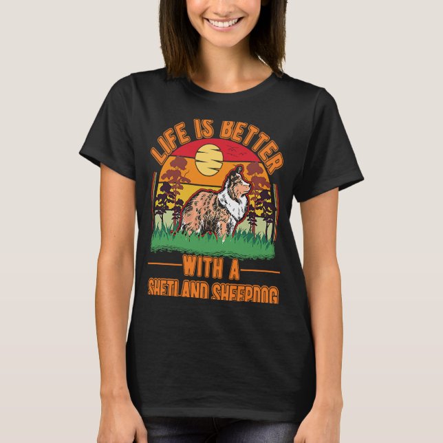 med Shetland Sheepdog Mini Collie Sheltie T Shirt (Framsida)