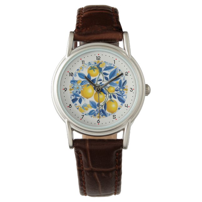 Med siffror Citron Zest Tidstykke Armbandsur (Framsida)
