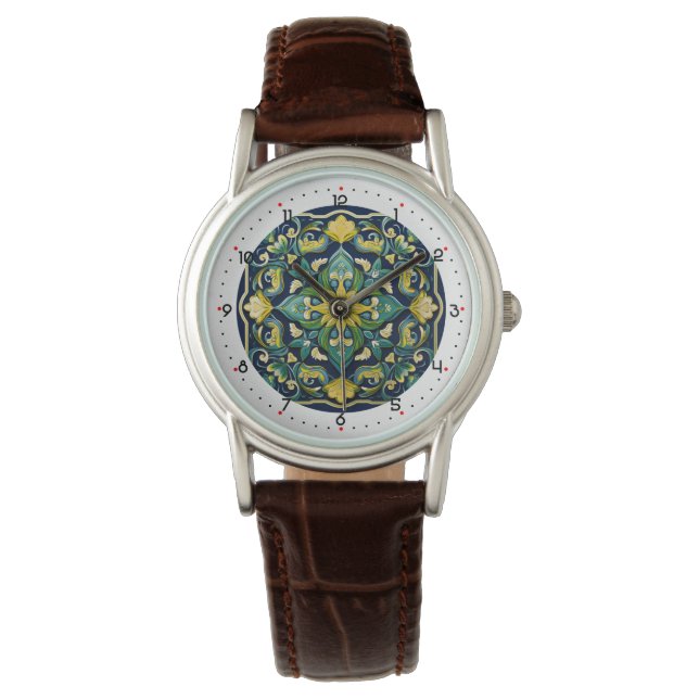 Med siffror vacker Azulejo Elegans Armbandsur (Framsida)