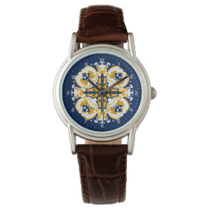 Med siffror vacker Azulejo-strålning Armbandsur