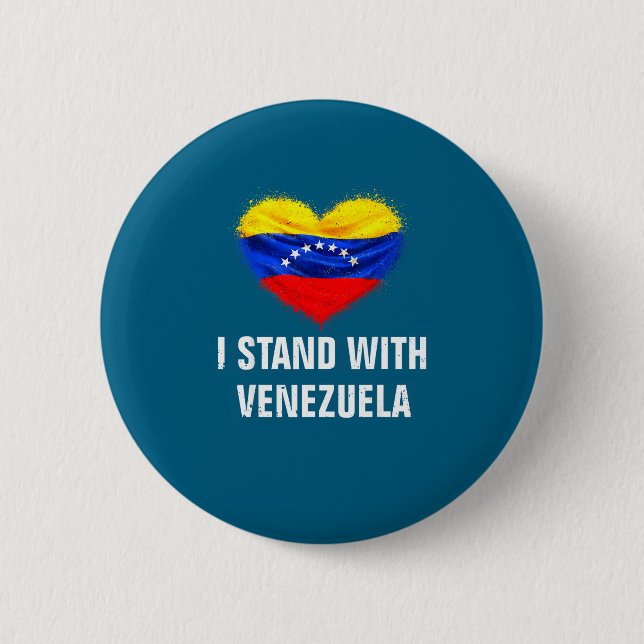 Med Stand Venezuela Flagga Stöd Frihet Knapp (Framsida)
