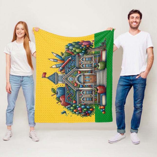 Med Storlek School House Sticka BILDER Fleecefilt (På plats)