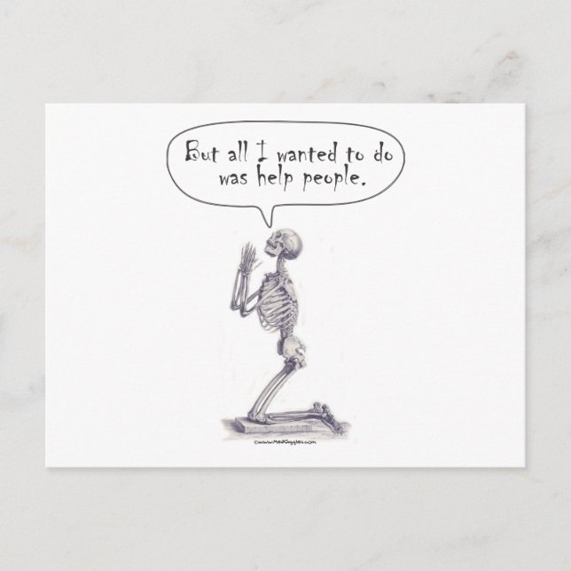 Med Student Skeleton Prayer Vykort (Framsida)