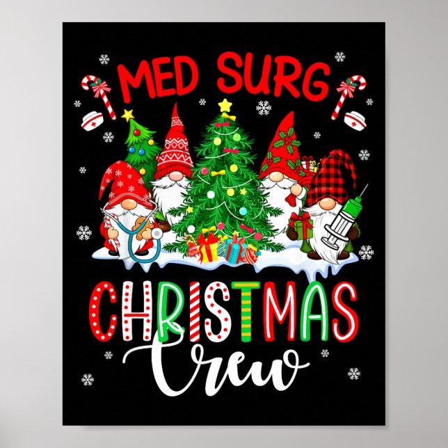 Med Surg Christmas Crew Group Gnomes Decorating Xm Poster (Framsidan)