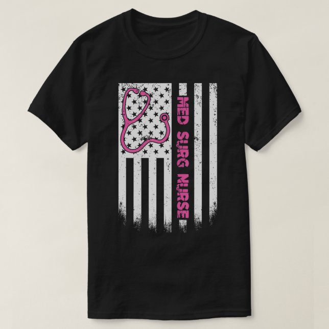 Med Surg Nurse American USA Stethoscope Patriotic T Shirt (Design framsida)