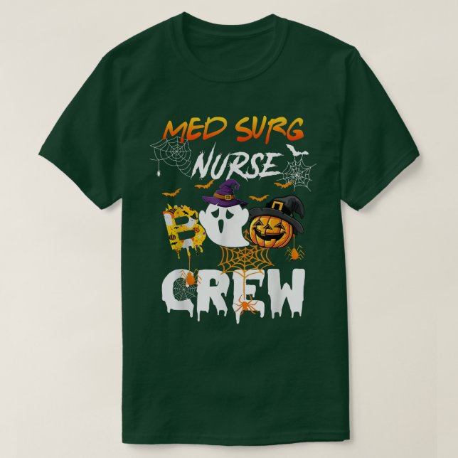 Med Surg Nurse Boo Crew RN Bitcoin Ghost Witch Hal T Shirt (Design framsida)