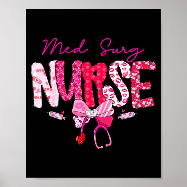 Med Surg Nurse Valentine's Day Stethoscope Coquett Poster (Framsidan)