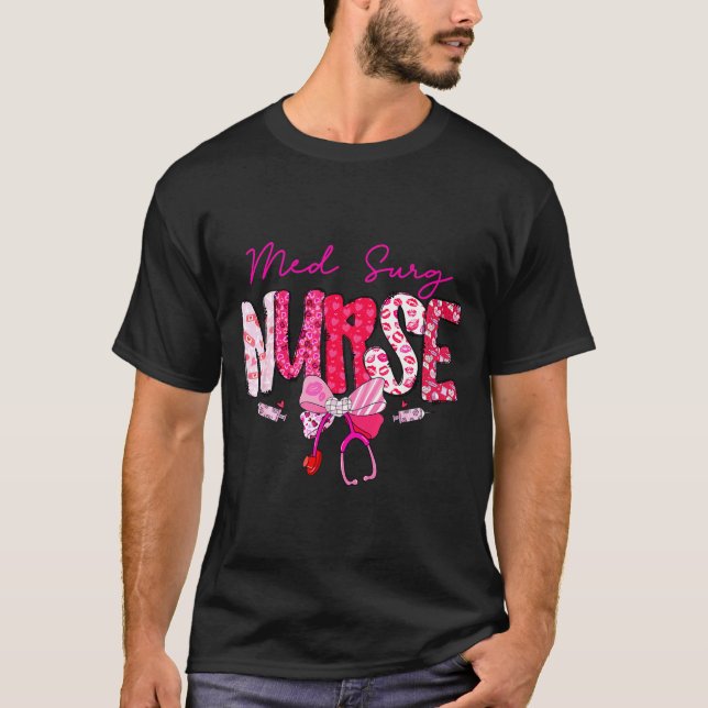 Med Surg Nurse Valentine's Day Stethoscope Coquett T Shirt (Framsida)