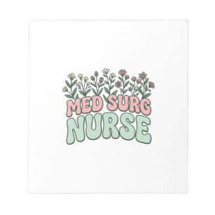 Med Surg Sjuksköterska Blommig Vintage Vektor Desi Anteckningsblock