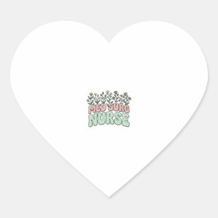 Med Surg Sjuksköterska Blommig Vintage Vektor Desi Hjärtformat Klistermärke