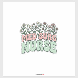 Med Surg Sjuksköterska Blommig Vintage Vektor Desi Klistermärken