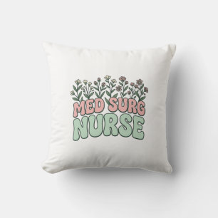 Med Surg Sjuksköterska Blommig Vintage Vektor Desi Kudde