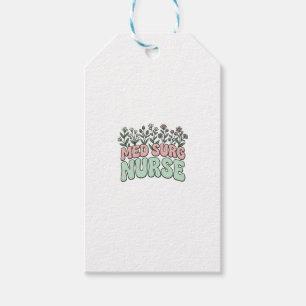 Med Surg Sjuksköterska Blommig Vintage Vektor Desi Presentetikett