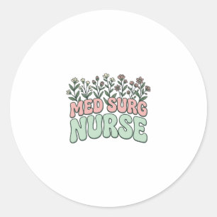Med Surg Sjuksköterska Blommig Vintage Vektor Desi Runt Klistermärke