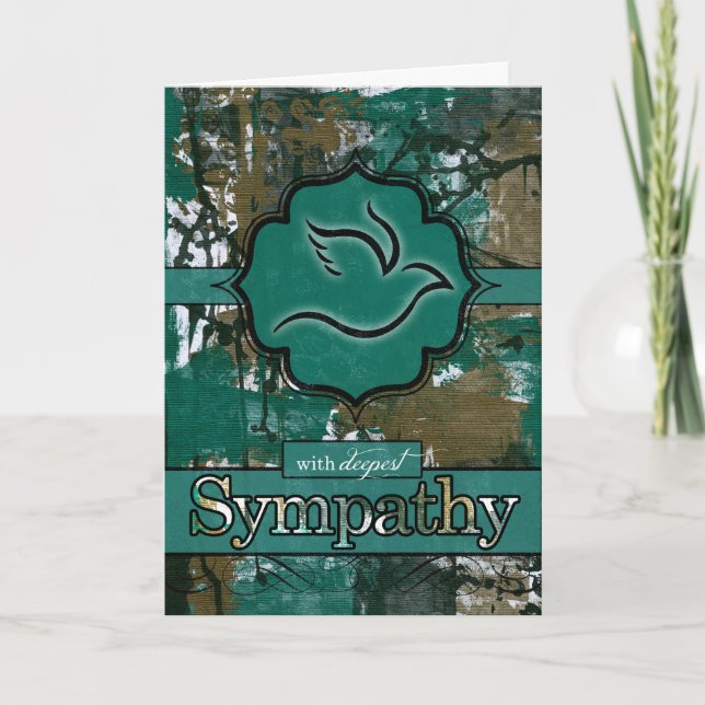med Sympathy Teal och Brown Urban Graffiti Dove Kort (Framsida)