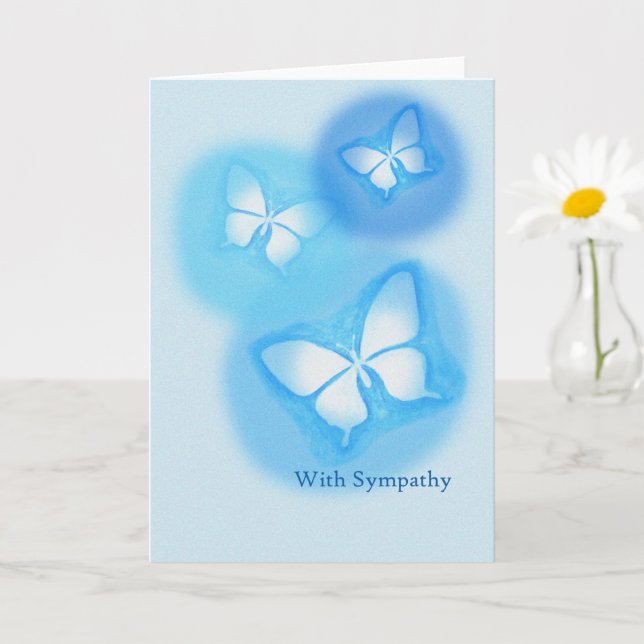 Med Sympathy White Butterflies som tänker på dig Kort (Liten växt)