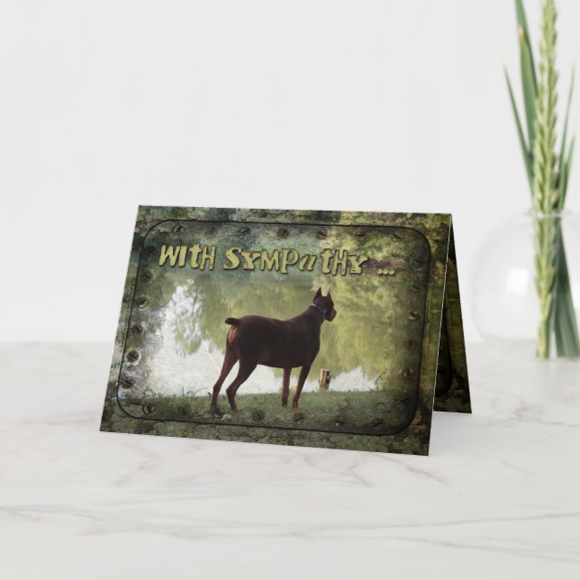Med sympati - Doberman som förbiser en sjö Kort (Framsida)