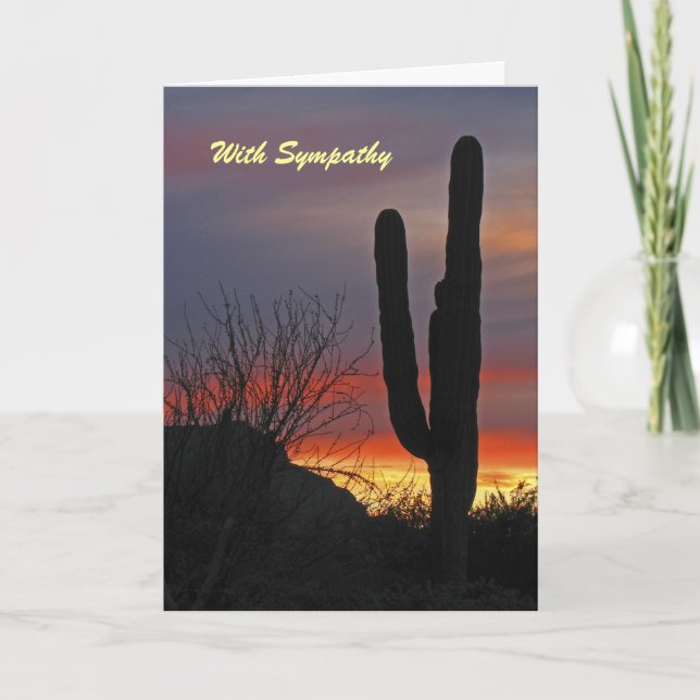 Med sympati, Saguaro Cactus vid Sunset Hälsning Kort (Framsida)