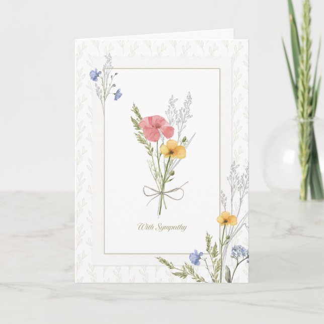 Med sympati Söt Pressade Blommigtar Kort (Framsida)