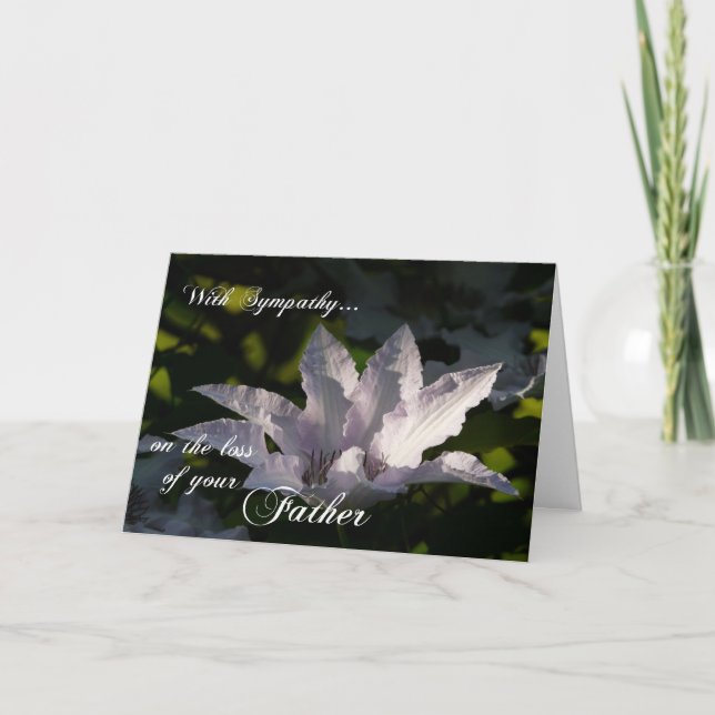 Med sympati vid förlust av Far-Flower+Scripture Kort (Framsida)