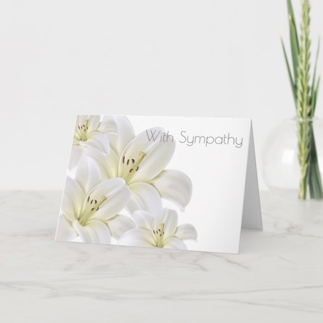 Med sympati - vita Lilies Helgkort (Framsida)