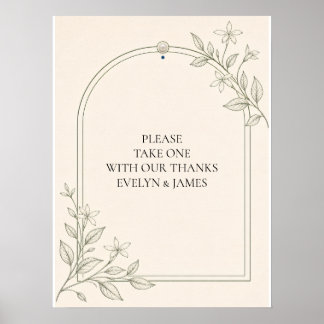 Med tack Olivbotanisk bröllopspresent-skylt Poster