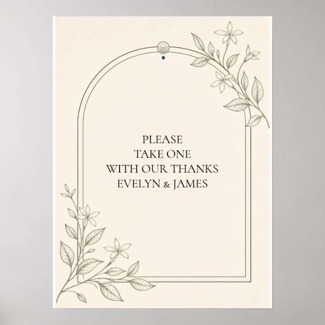 Med tack Olivbotanisk bröllopspresent-skylt Poster (Framsidan)