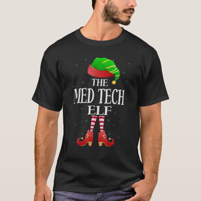 Med Tech Elf  Matching Pajama Group Christmas Wome T Shirt (Framsida)