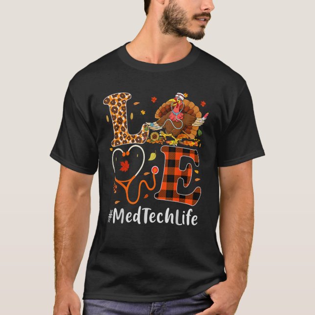 Med Tech Kärlek Thanksgiving Leopard Stethoscope R T Shirt (Framsida)