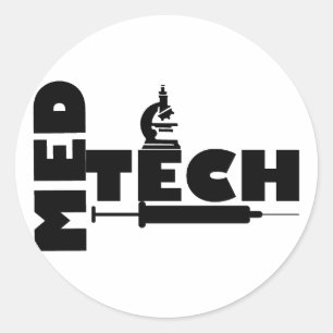 MED-TECH MICROSCOPE-SPRUTA-LOGOTYP RUNT KLISTERMÄRKE