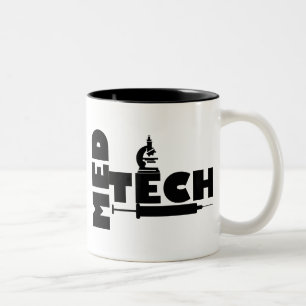 MED-TECH MICROSCOPE-SPRUTA-LOGOTYP Två-Tonad MUGG
