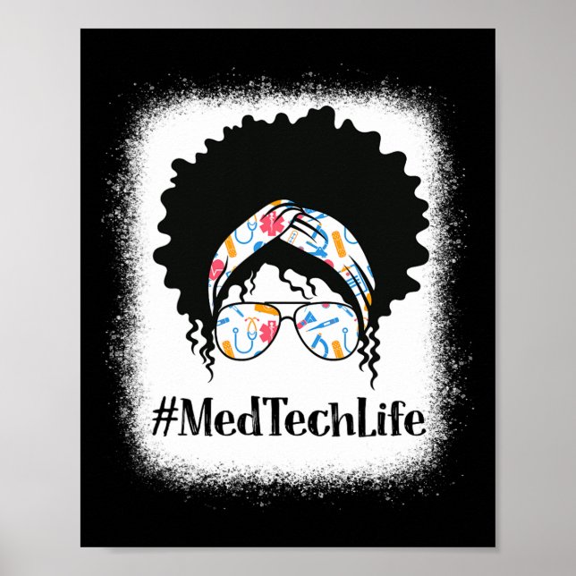 Med Tech Svart Afro Röttorrig Afrikansk Amerikansk Poster (Framsidan)