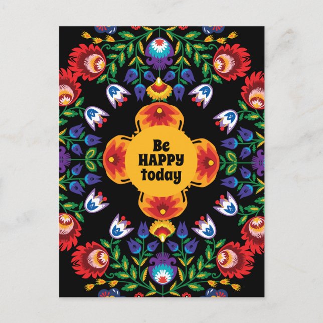 Med text Fantastisk polsk folkWycinanki Vykort (Framsida)