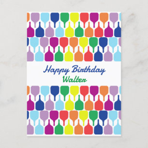 Med text Färgfyllda pickleball-paddlar 💚 ❤️ 💛 💙 Vykort