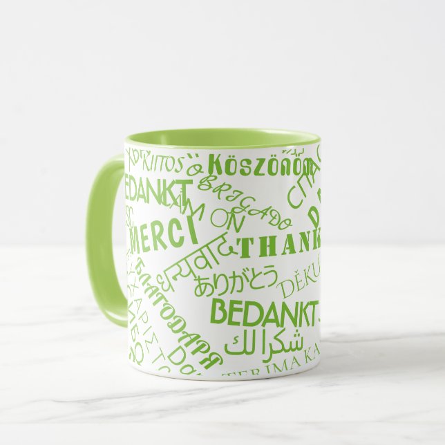 Med text TACK KAFFE Mugg (Framsida vänster)