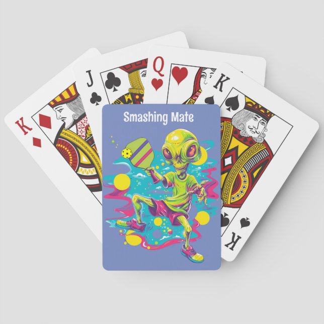 Med text ”UFO-No! Pickle Panic-kort Casinokort (Baksidan)