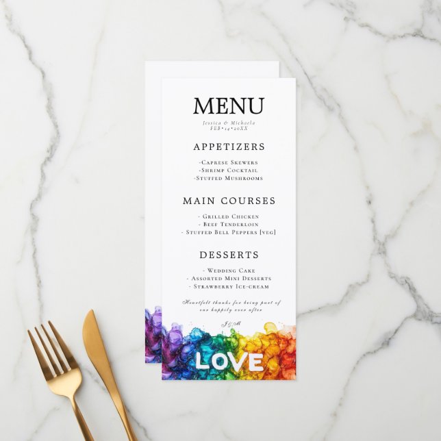 🌈 + Med underbar text LGBTQ färgad med Kärlek Meny (Fram/Back In Situ)