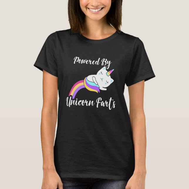 med Unicorn Farts Unicorn Cat Farting Rainb T Shirt (Framsida)