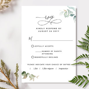 Med/ut måltider Elegant Greenery OSA kort