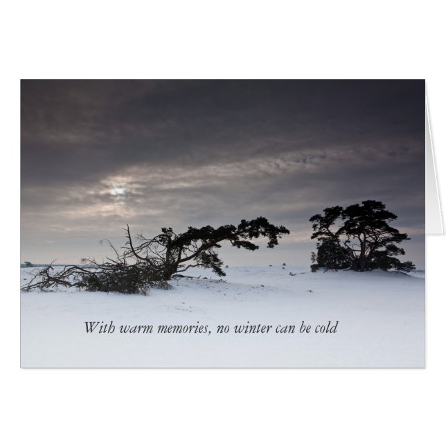 Med varma minnen kan ingen vinter vara kall hälsningskort (Framsidan Horizontal)